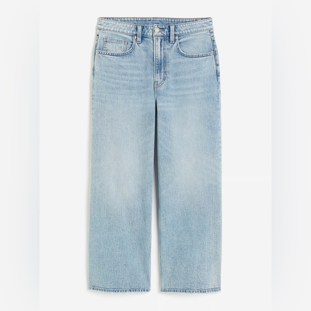 NWT H&M Wide Leg High Waist Cropped Jeans Women’s Denim Light Blue Sz 10